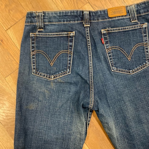 Levi’s 525 Bootcut Blue Distressed Denim Jeans Size 16 - Picture 5 of 10